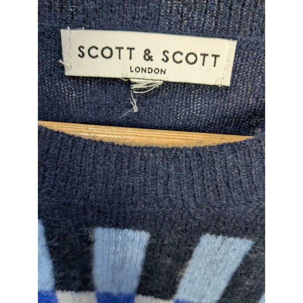 Scott & Scott London 100% Cashmere Navy Blue Pullover Sweater L